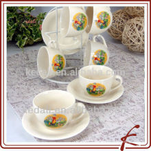 Set de café en céramique Ensembles de thé et soucoupes six ensembles avec support
